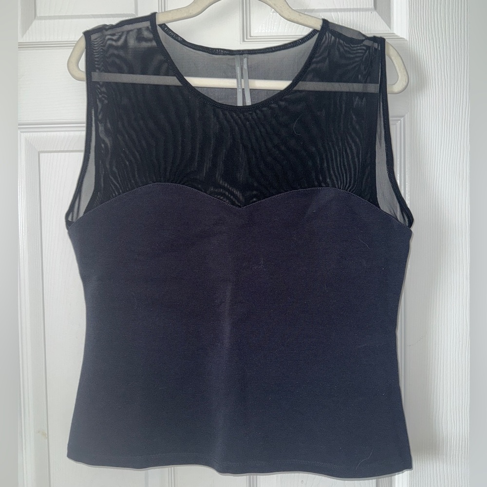 Anthropologie Black Sleeveless Top with Mesh top